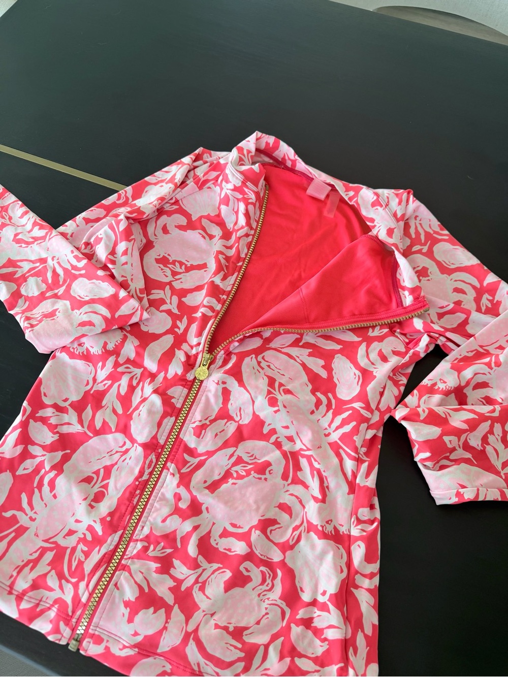 Lilly Pulitzer Pink and White Floral Zip Swim Jacket